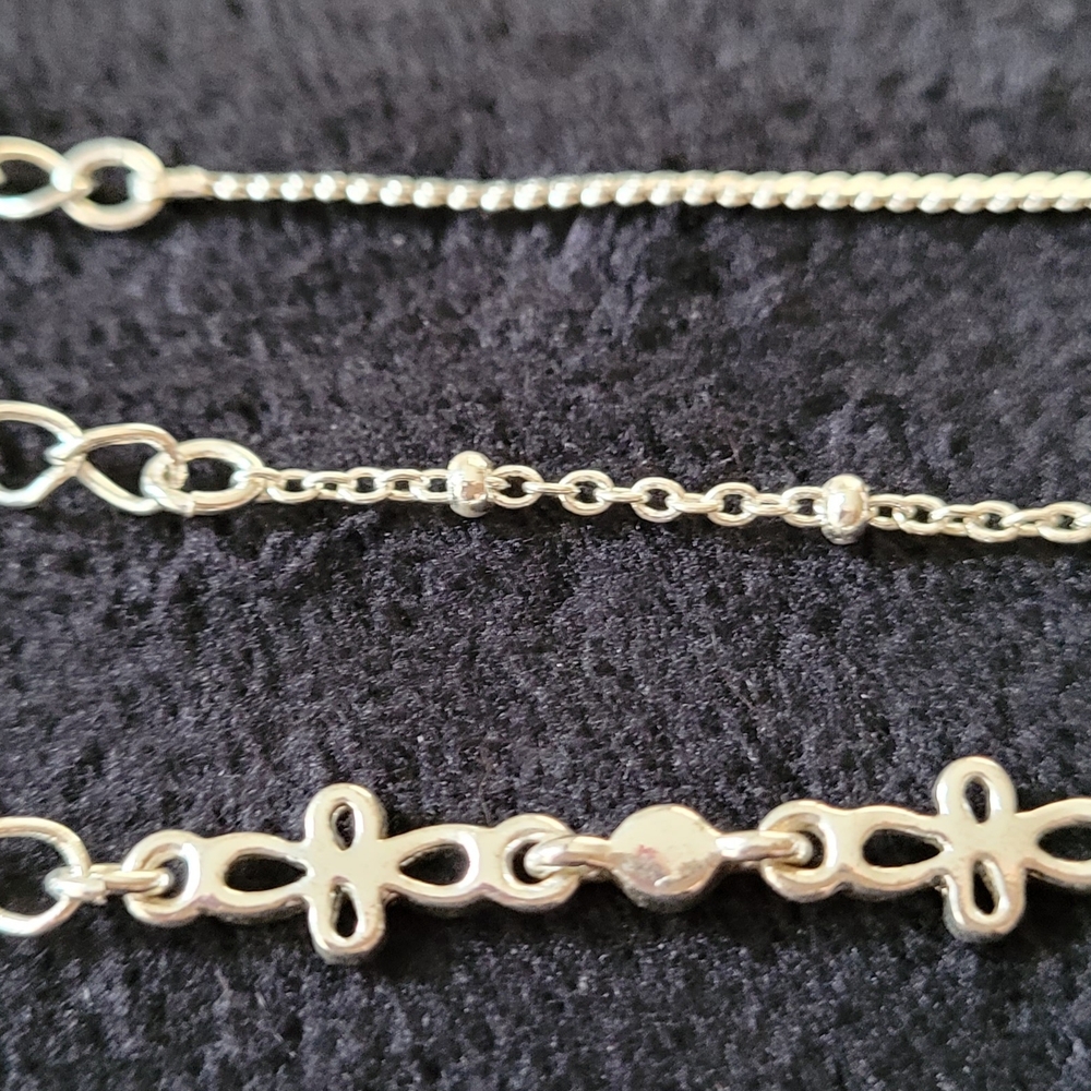 Women's Silver Fashion Ankle- Bracelets. Set of 3.